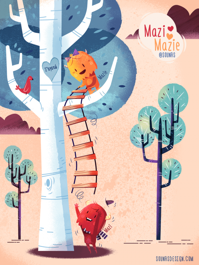 Mazi & Mazie, love illustrations2